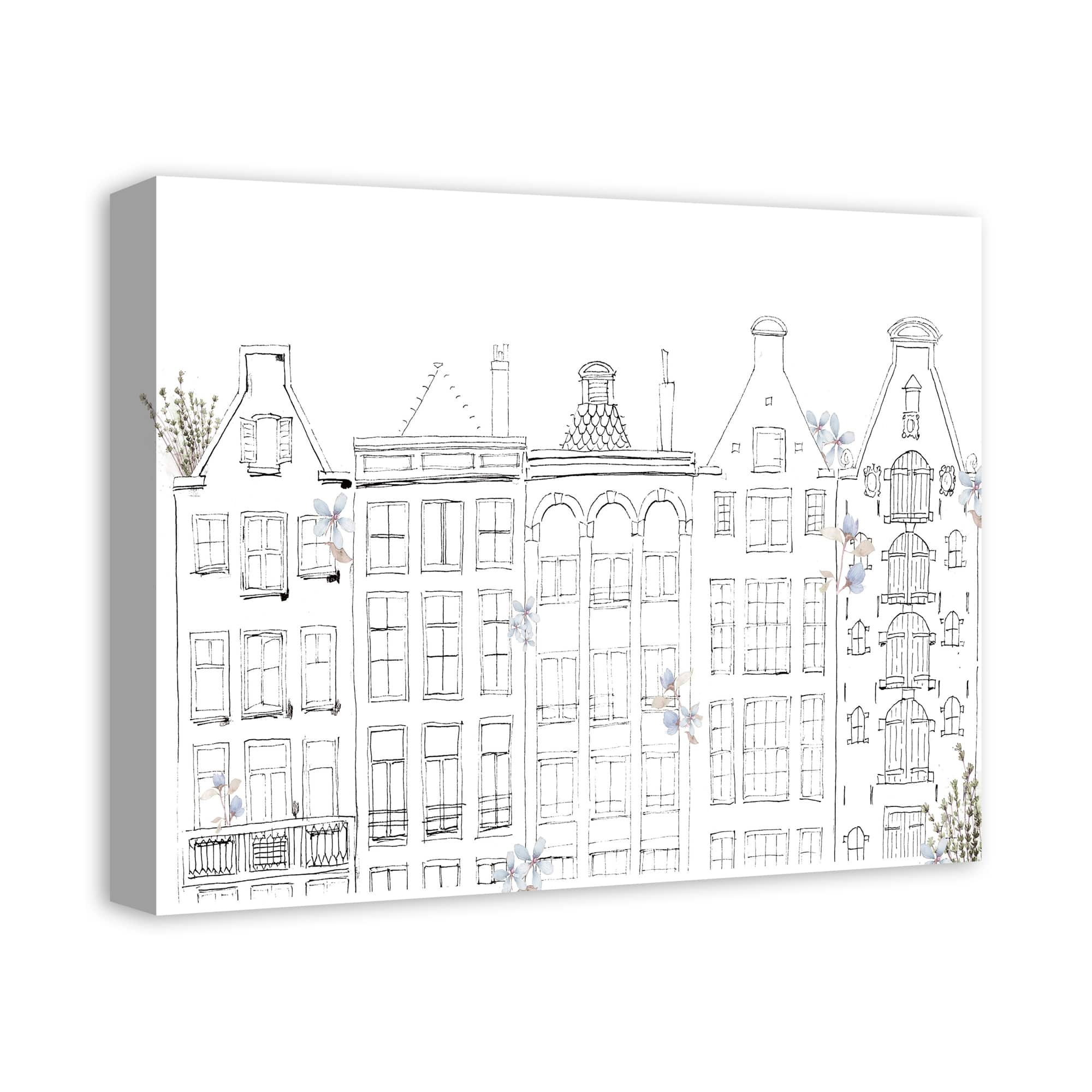 Sketchy Buildings 16" x 20" Canvas Wall Art